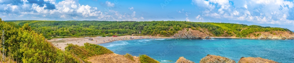 Panorama of a Wild beach on the Black Sea - Silistar, Bulgaria 