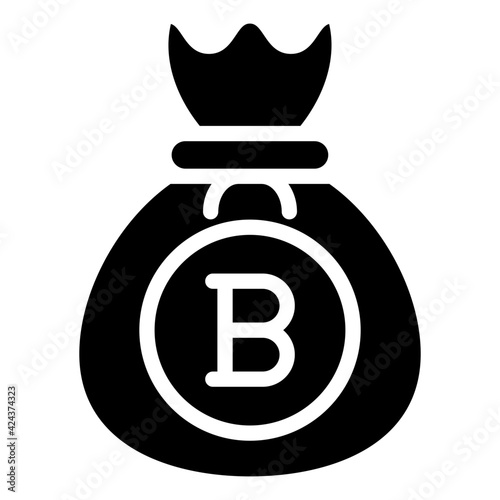 A solid design, icon of bitcoins sack