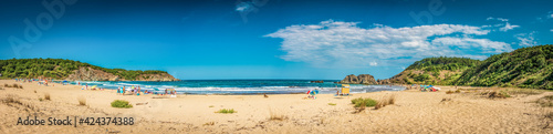 Panoramic view of a wild sandy beach on the Black Sea, Bulgaria