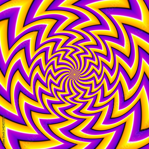 Yellow and purple background. Spin illusion.