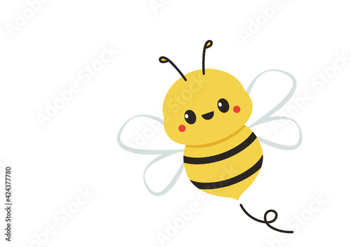 Bee vector. bee cartoon. character design. free space for text. blank. copy space.