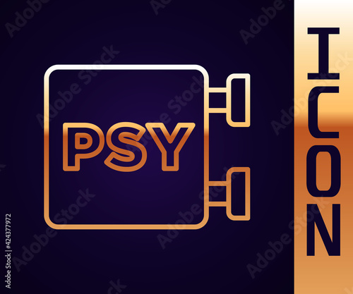 Gold line Psychology icon isolated on black background. Psi symbol. Mental health concept, psychoanalysis analysis and psychotherapy. Vector
