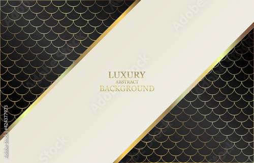 Abstract luxury design. Abstract background of label, banner, packaging. Dark and milky background color. Gold ornament and place for text.
