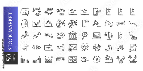 Stock market trading icon set