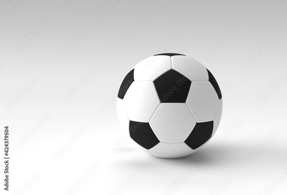 3D Render Football Illustration, Soccer Ball with White Background