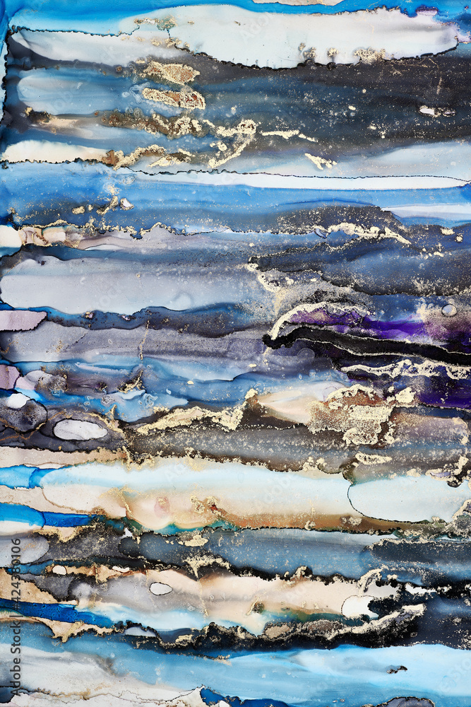 Fototapeta premium Alcohol ink art.Mixing liquid paints. Modern, abstract colorful background, wallpaper. Marble texture.Translucent colors