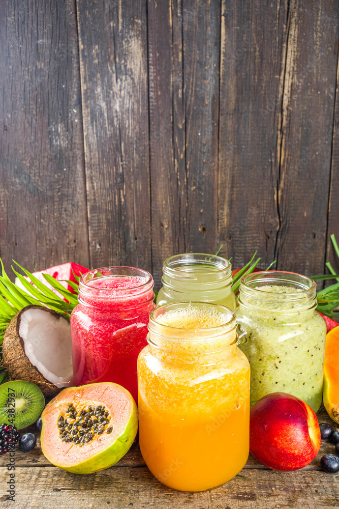 Assorted tropical fruit smoothies Assorted tropical fruit smoothies