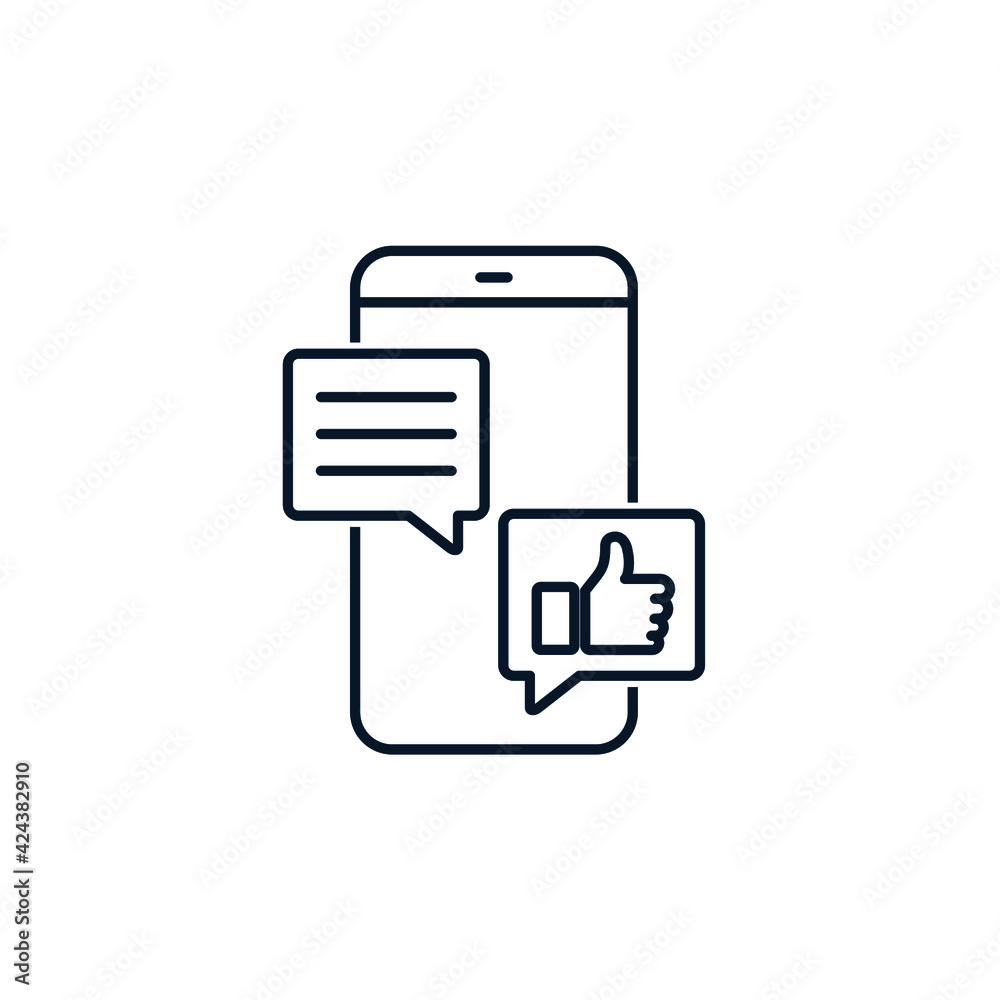 Phone, messages, like. The concept of a positive review, characteristic, recommendation. Vector icon isolated on white background. Phone, messages, like. The concept of a positive review, characteristic, recommendation. Vector icon isolated on white background.