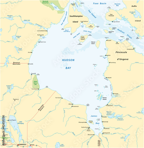 vector map of canadian marginal sea hudson bay 