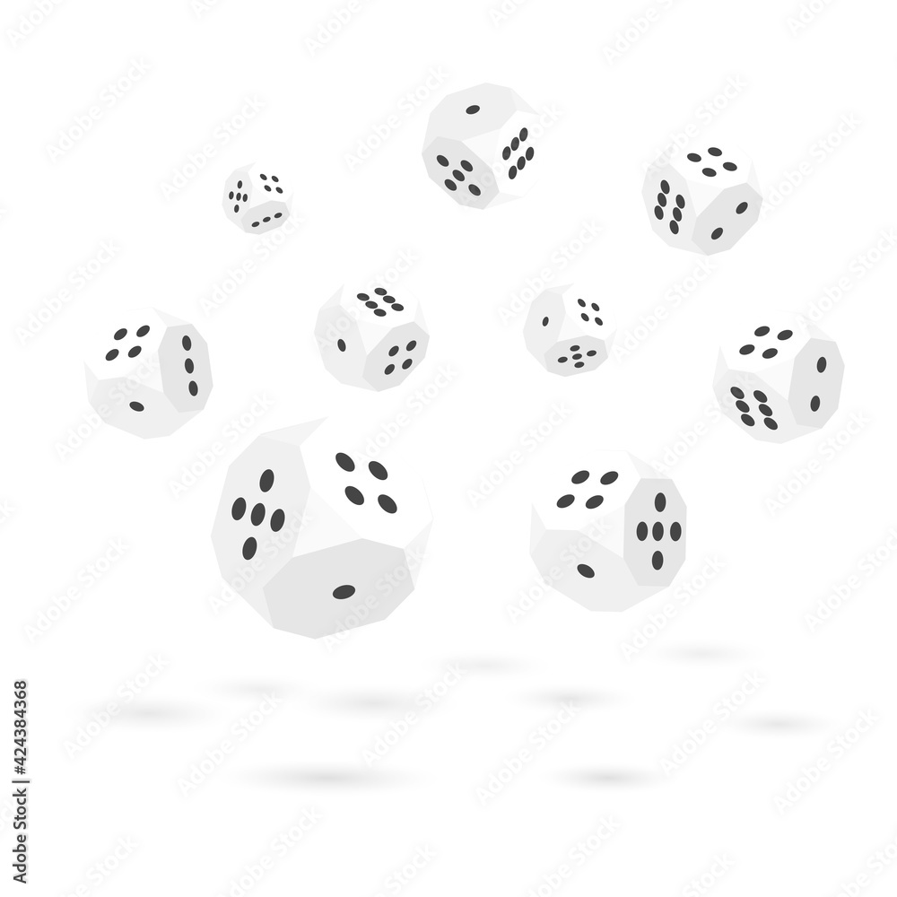 Set of white 3d dices, vector illustration. Set of white 3d dices, vector illustration.