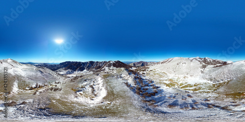 Wallpaper Mural 360 degree aerial drone shooting of the Madonie Mountains in winter. Skiing at Piano Battaglia during the winter. Snow in Sicily. Madonie Park. La Mufara with the ski slopes. Winter tourism in Sicily. Torontodigital.ca