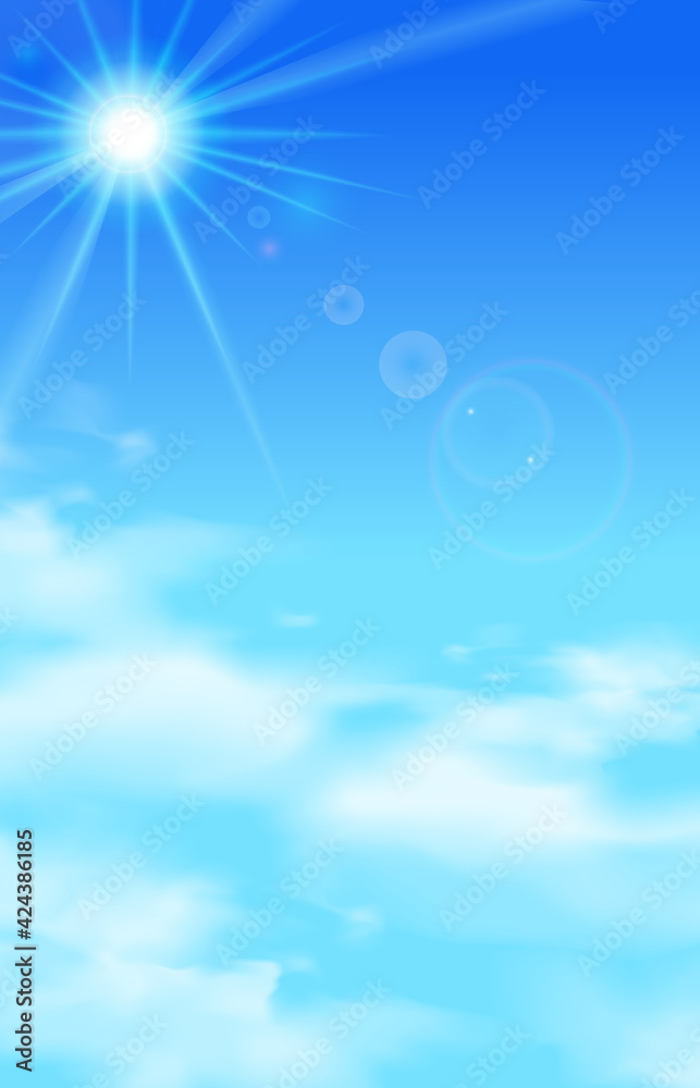 青空と雲と太陽の日差しのベクターイラスト背景 Stock Vector Adobe Stock
