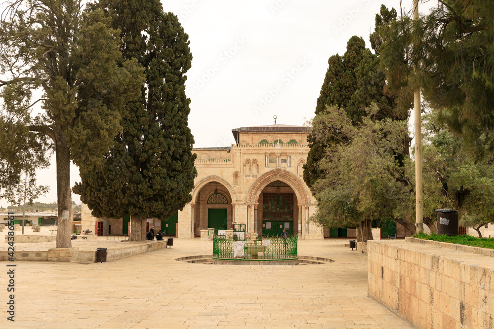 The the Al Aqsa Mosque and the El Kas Fountain on Temple Mount, in the old city of Jerusalem, in Israel