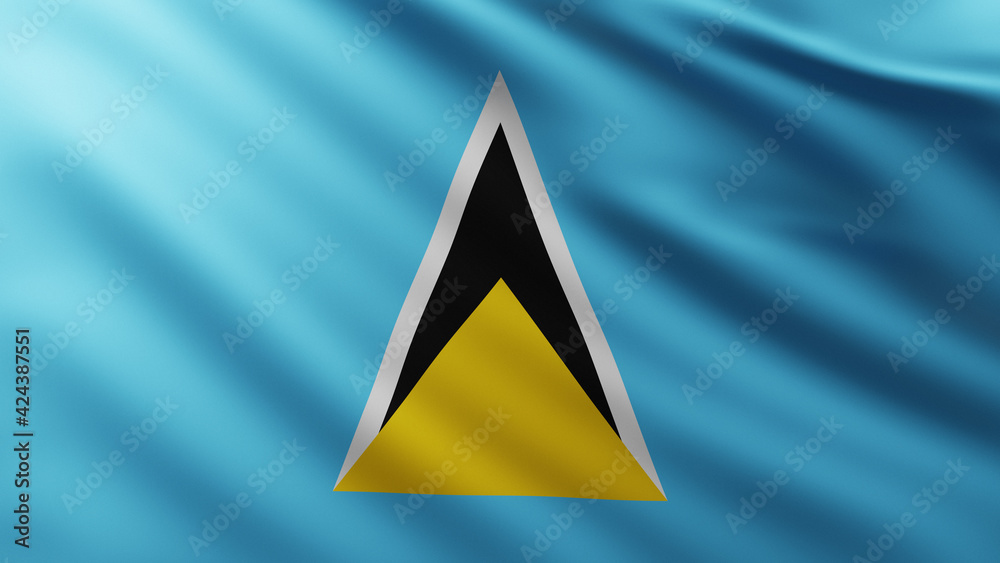 Large Flag of Saint Lucia fullscreen background in the wind Large Flag of Saint Lucia fullscreen background in the wind