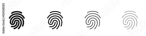 Fingerprint icons set. Identity, authorization or privacy concept. Vector illustration in modern style