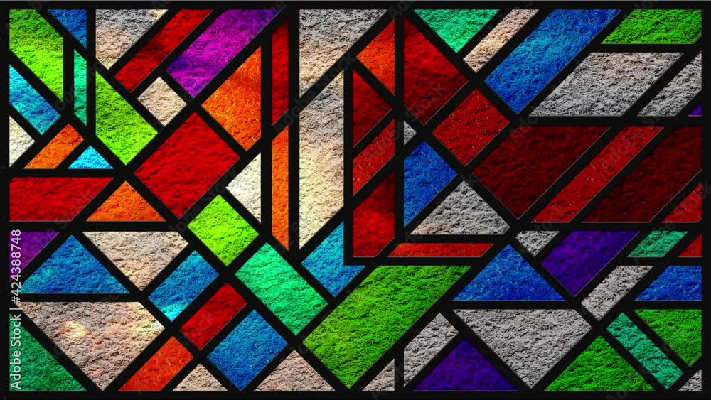 Animated colorful modern looping stained glass window. Art Deco. Sketch. Multicolor light. Animation footage. Modern classic stained glass. Colored glass texture. Rays. Architecture. Motion of light. Animated colorful modern looping stained glass window. Art Deco. Sketch. Multicolor light. Animation footage. Modern classic stained glass. Colored glass texture. Rays. Architecture. Motion of light.