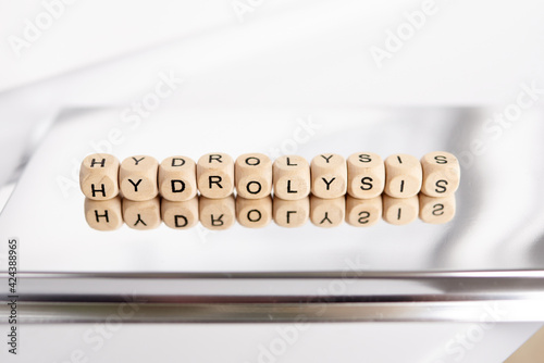 фотографія Word hydrolisis by wooden cubes