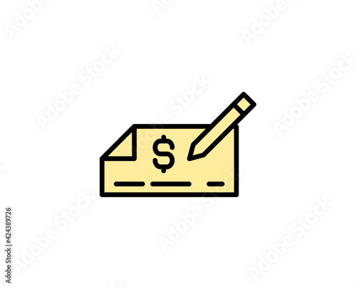 Cheque line icon. Vector symbol in trendy flat style on white background. Commerce sing for design.