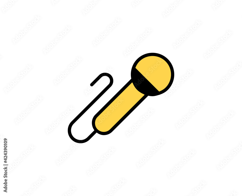 Microphone flat icon. Single high quality outline symbol for web design or mobile app. Holidays thin line signs for design logo, visit card, etc. Outline pictogram EPS10 Microphone flat icon. Single high quality outline symbol for web design or mobile app. Holidays thin line signs for design logo, visit card, etc. Outline pictogram EPS10
