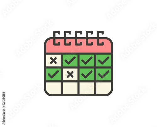 Calendar flat icon. Thin line signs for design logo, visit card, etc. Single high-quality outline symbol for web design or mobile app. Marketing outline pictogram.
