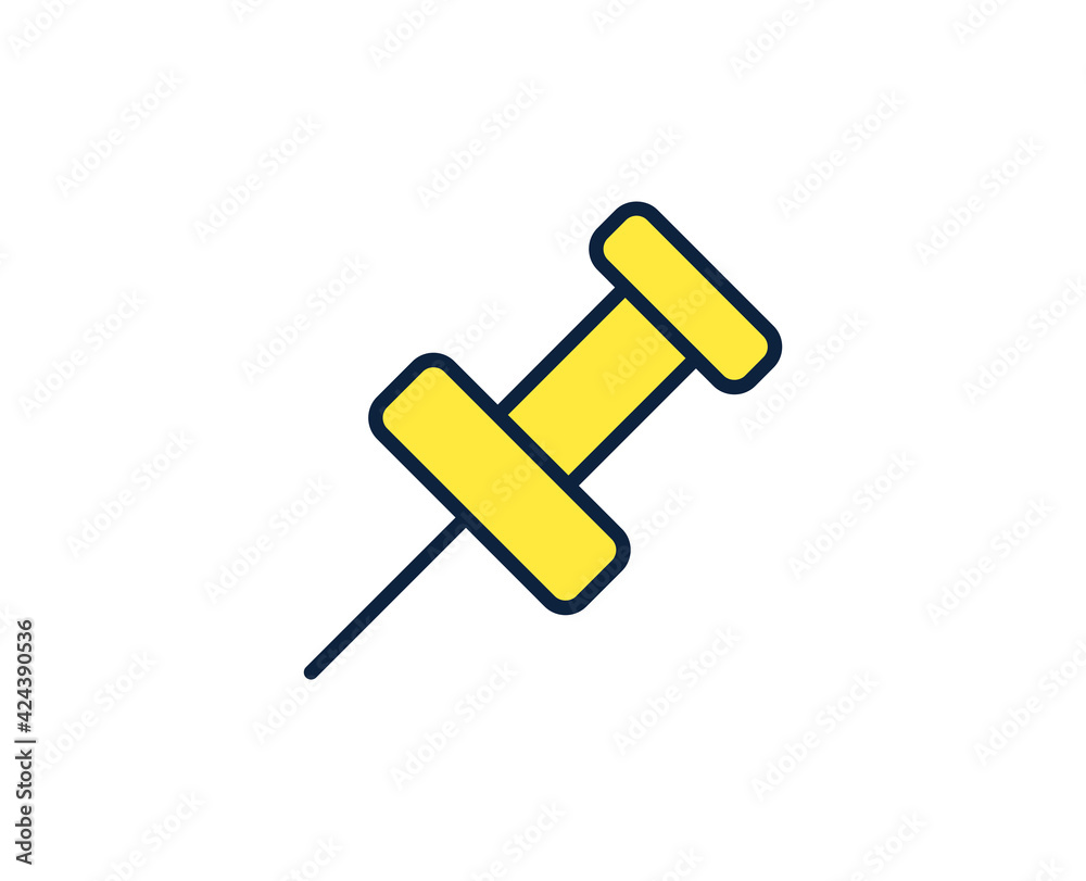 Push pin line icon. Vector symbol in trendy flat style on white background. Office sing for design. Push pin line icon. Vector symbol in trendy flat style on white background. Office sing for design.