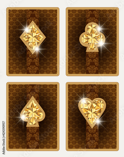 Casino Poker golden cards , vector illustration
