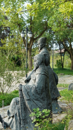 The old stone sculpture view located in the old and classical Chinese garden