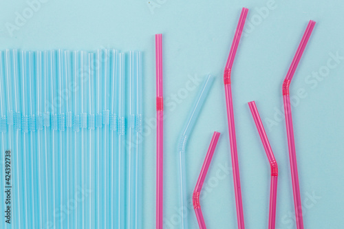 Concept about epidemic starts  many plastic straws and one different