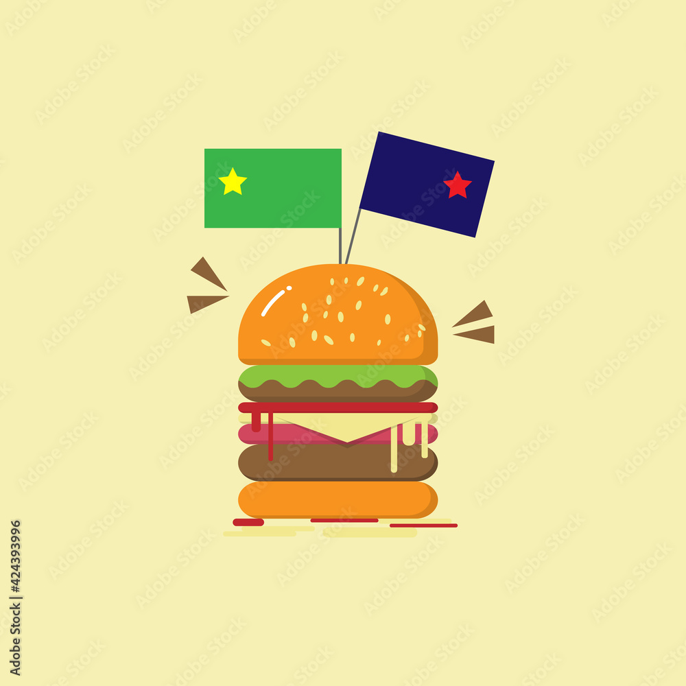 hamburger with cheese,vegetable and sauce.Vector Illustration for Menu ,poster, brochure, web,flyer and Advertisement Design hamburger with cheese,vegetable and sauce.Vector Illustration for Menu ,poster, brochure, web,flyer and Advertisement Design