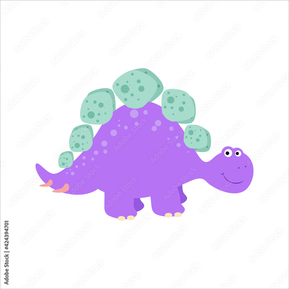 Cute Dino Flat Cartoon Character Vector Template Design Illustration
