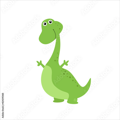 Cute Dino Flat Cartoon Character Vector Template Design Illustration