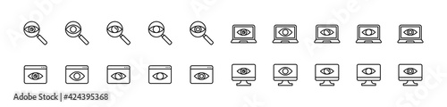 Editable vector pack of observation line icons.