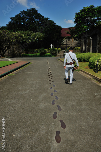 The last footprints of Jose Rizal in Fort Santiago, Manila, Philippines.