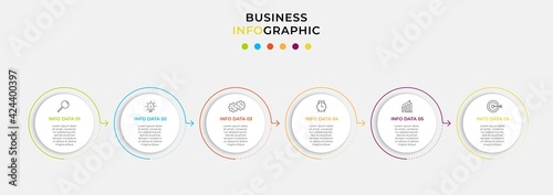 Vector Infographic design business template with icons and 6 options or steps. Can be used for process diagram, presentations, workflow layout, banner, flow chart, info graph