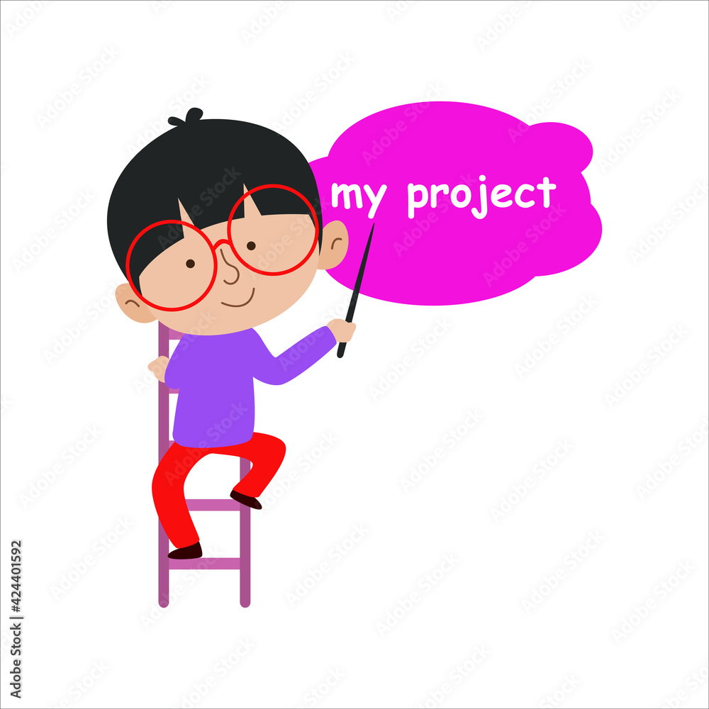 Kid Presentation Character Flat Cartoon Vector Template Design Illustration Kid Presentation Character Flat Cartoon Vector Template Design Illustration