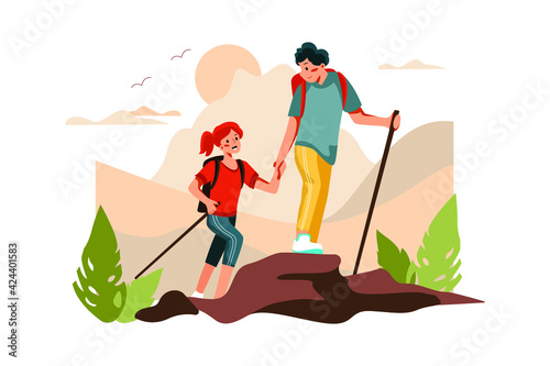 Hiking. Outdoor Activities Illustration concept