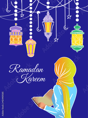 Poster for muslim religion holiday. Vector illustration.