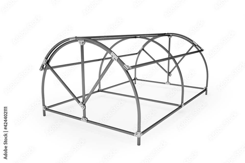 The design of a farm greenhouse for growing plants, flowers on connecting elements. Clipart. 3d rendering The design of a farm greenhouse for growing plants, flowers on connecting elements. Clipart. 3d rendering