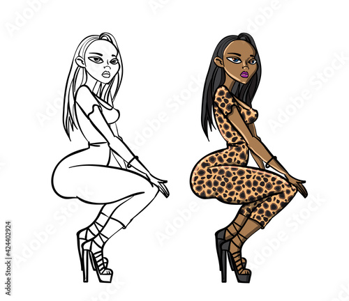 Twerk poster design. Cartoon style girl. Poster for booty dance course or battle. Vector illustration.