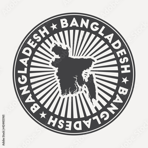 Bangladesh round logo. Vintage travel badge with the circular name and map of country, vector illustration. Can be used as insignia, logotype, label, sticker or badge of Bangladesh.