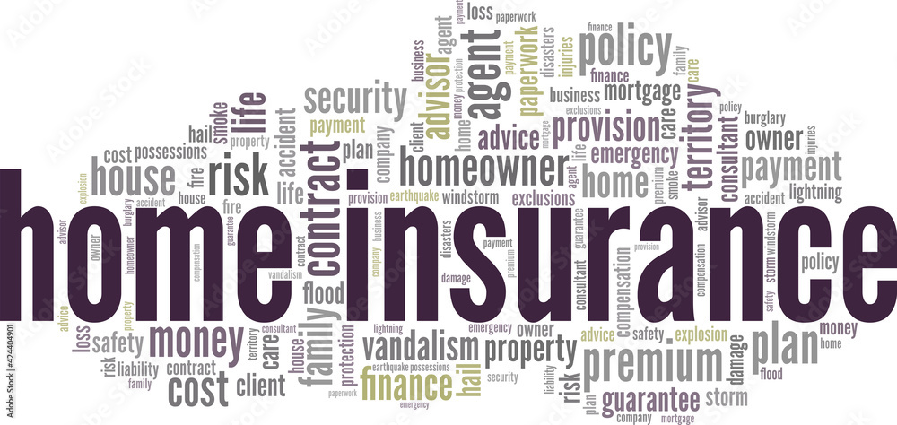 Fototapeta premium Home insurance vector illustration word cloud isolated on a white background.