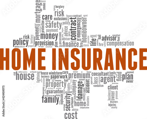 Home insurance vector illustration word cloud isolated on a white background.