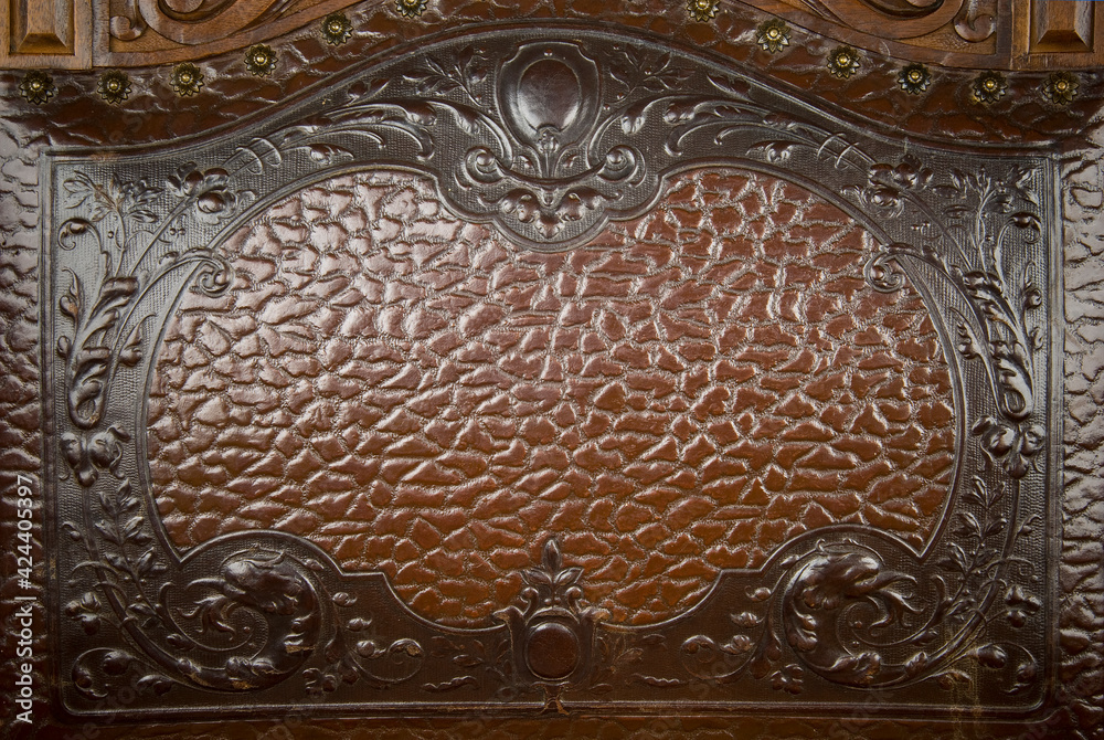 Obraz premium Vintage brown leather texture closeup .