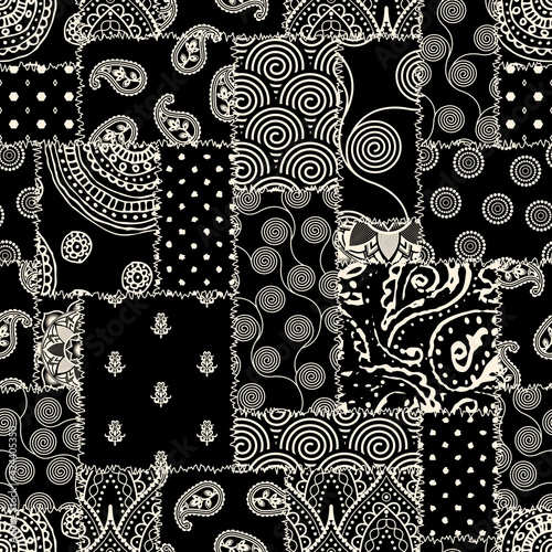 Patchwork textile pattern. Seamless quilting design background.