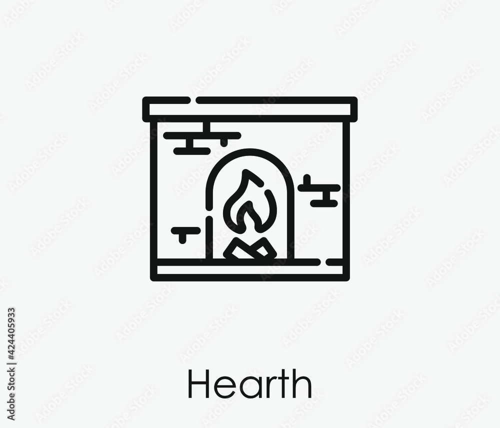 Hearth vector icon.  Editable stroke. Linear style sign for use on web design and mobile apps, logo. Symbol illustration. Pixel vector graphics - Vector