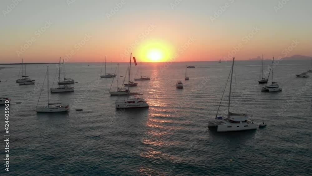 Drone going up: sunset in Formentera Drone going up: sunset in Formentera