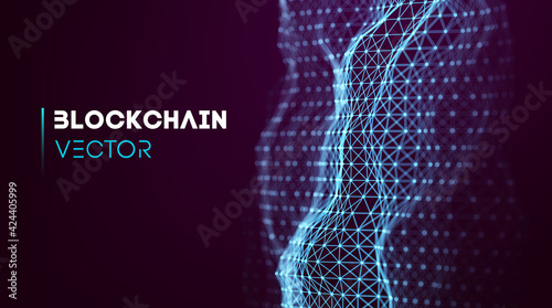 Blockchain technology background. Cryptocurrency fintech block chain network and programming concept. Abstract Segwit.