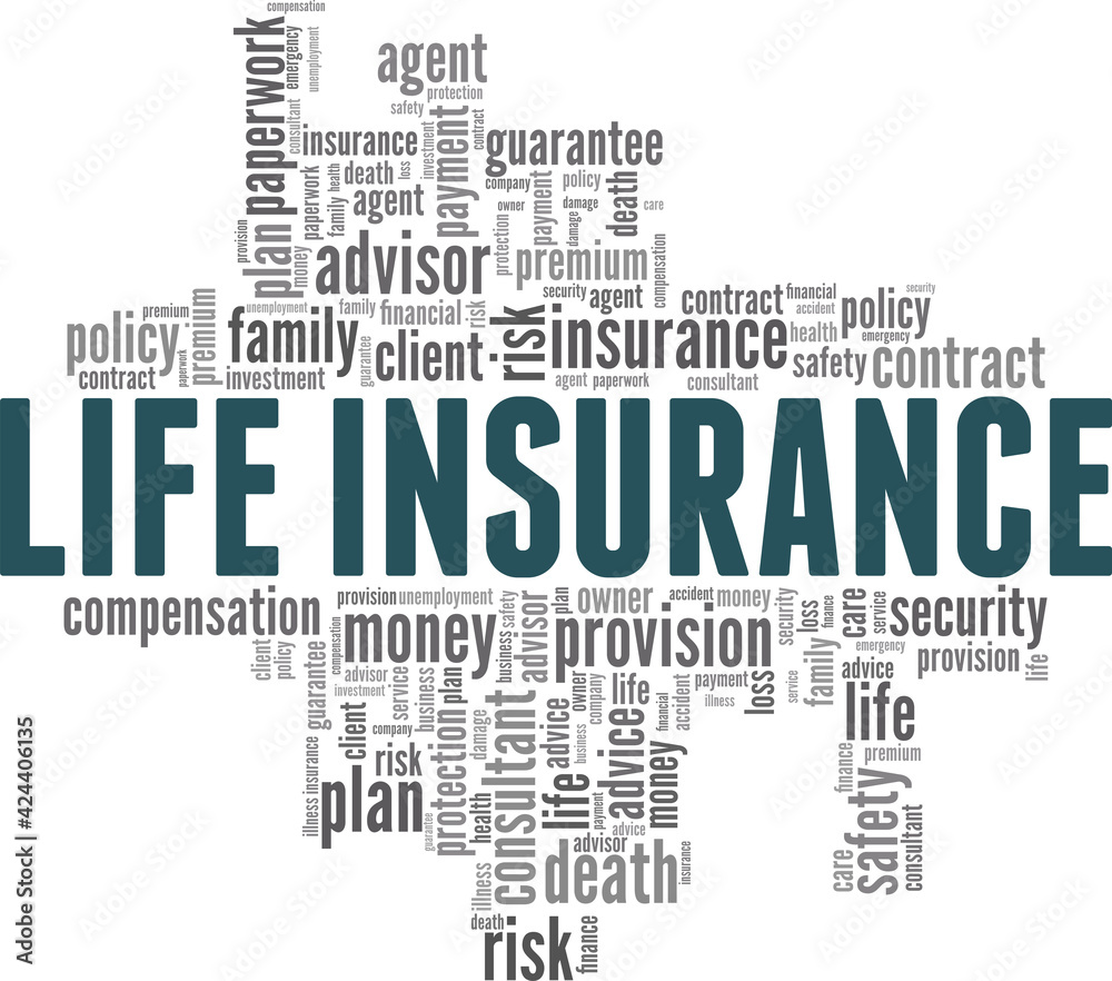 Life insurance vector illustration word cloud isolated on a white background. Life insurance vector illustration word cloud isolated on a white background.
