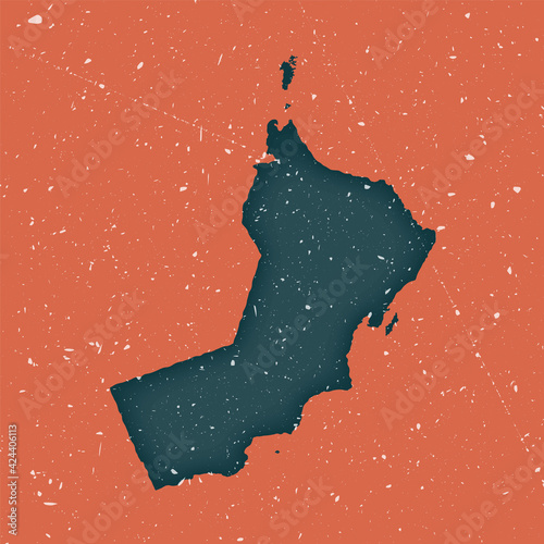 Oman vintage map. Grunge map of the country with distressed texture. Oman poster. Vector illustration.
