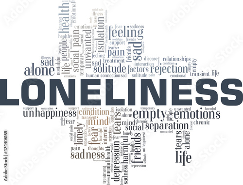 Loneliness vector illustration word cloud isolated on a white background.